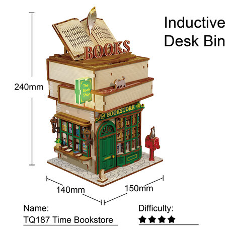 Tonecheer Time Bookstore Desk Bin
